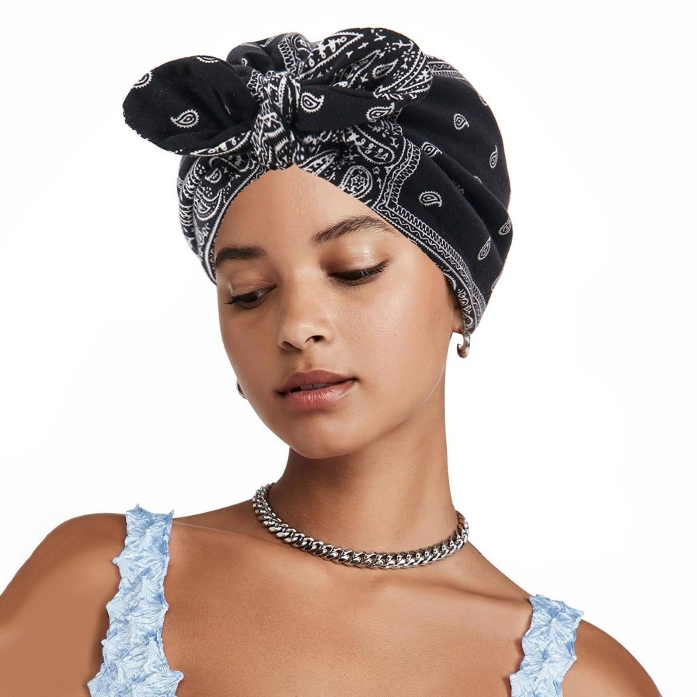 Satin Lined Bandana Turban Hat - Bow Tie Pre Tied ulasan dan harga