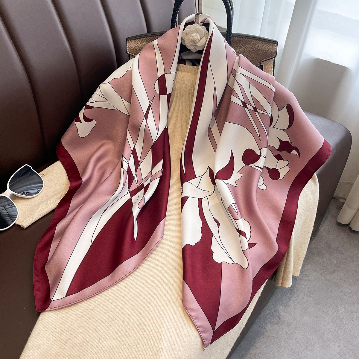 Luxury 90*90Cm Square Scarf Tw - Scarf Silk Square ulasan dan harga