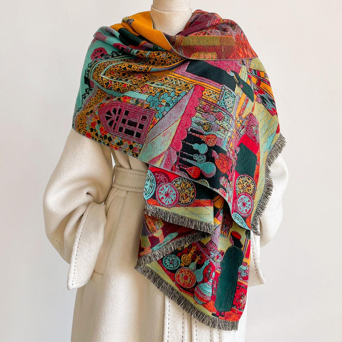 Women Imitation Cashmere Scarf - Pashmina Wrap Large ulasan dan harga