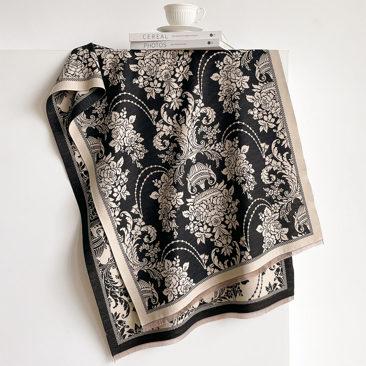 Imitation Cashmere Fringed Sca - Pashmina Wrap Large ulasan dan harga